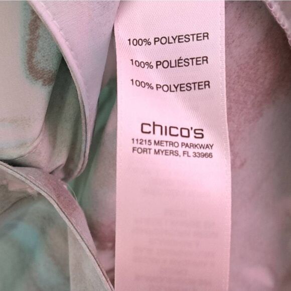 Chico's Women's Plus Size No Iron Floral Paint Print Shirt Italian Aqua size 3 ( - Picture 6 of 7